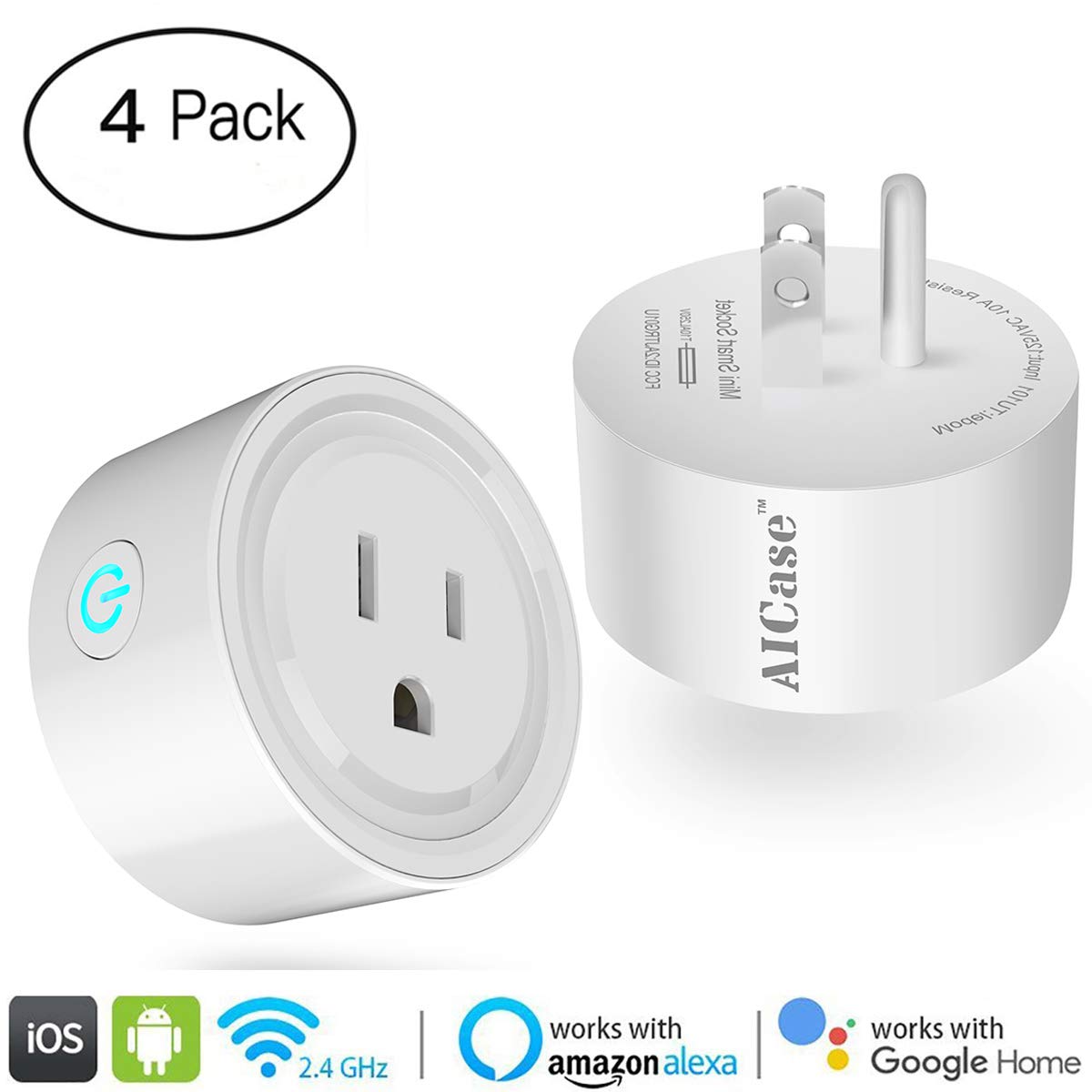 WiFi Smart Plug Smart Outlets Work with Alexa Google Home 4 Pack