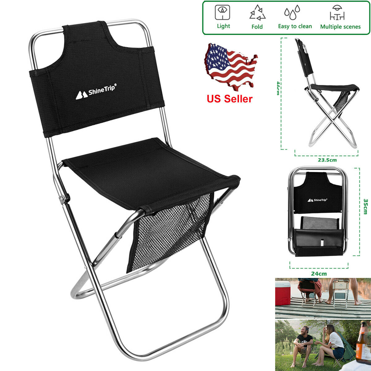 Portable Half Folding Outdoor Chair Aluminum Half Fold Fishing Chair Stool  Hiking Tool Picnic Camping Stool Mini Ultralight For Convenient Storage, Check Out Today's Deals Now